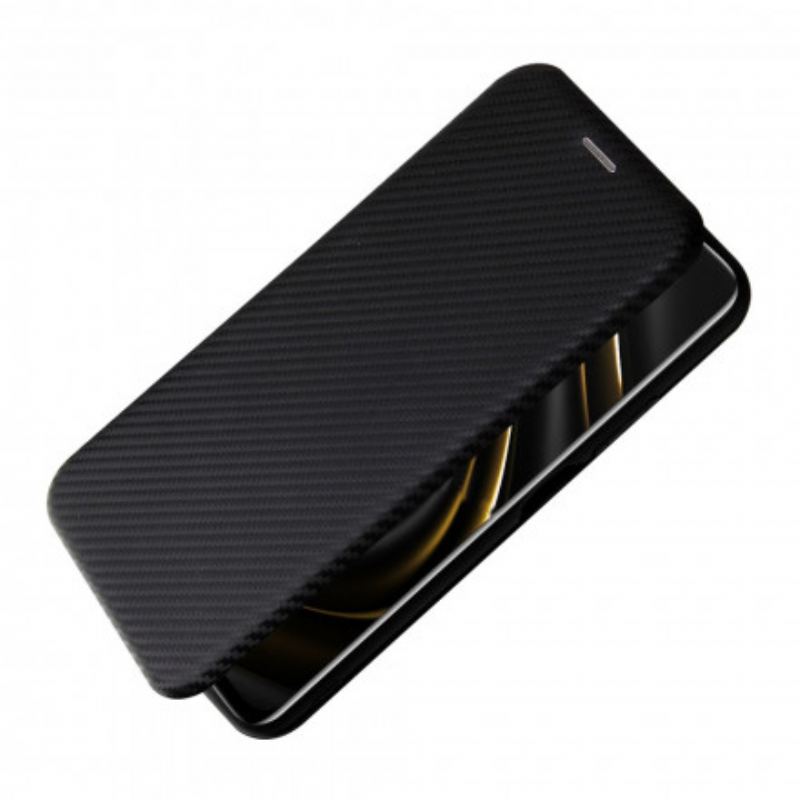 Capa De Celular Para Poco M3 Flip Fibra De Carbono Com Anel De Suporte