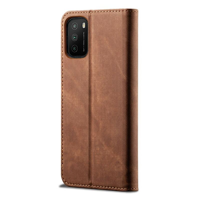 Capa De Celular Para Poco M3 Flip Tecido Jeans