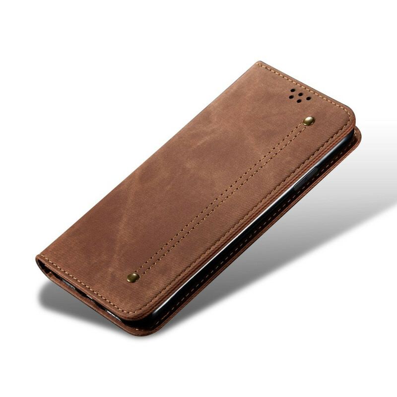 Capa De Celular Para Poco M3 Flip Tecido Jeans