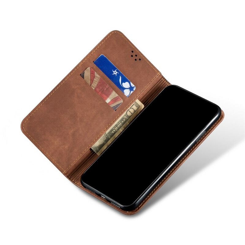 Capa De Celular Para Poco M3 Flip Tecido Jeans