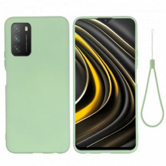 Capa De Celular Para Poco M3 Silicone Líquido Com Cordão