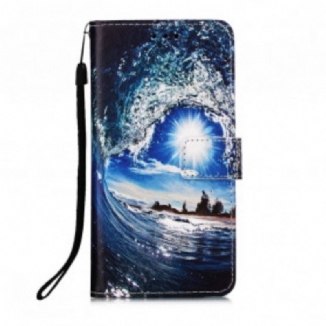 Capa Em Pele Para Poco M3 De Cordão Paisagem Lanyard Daydreams