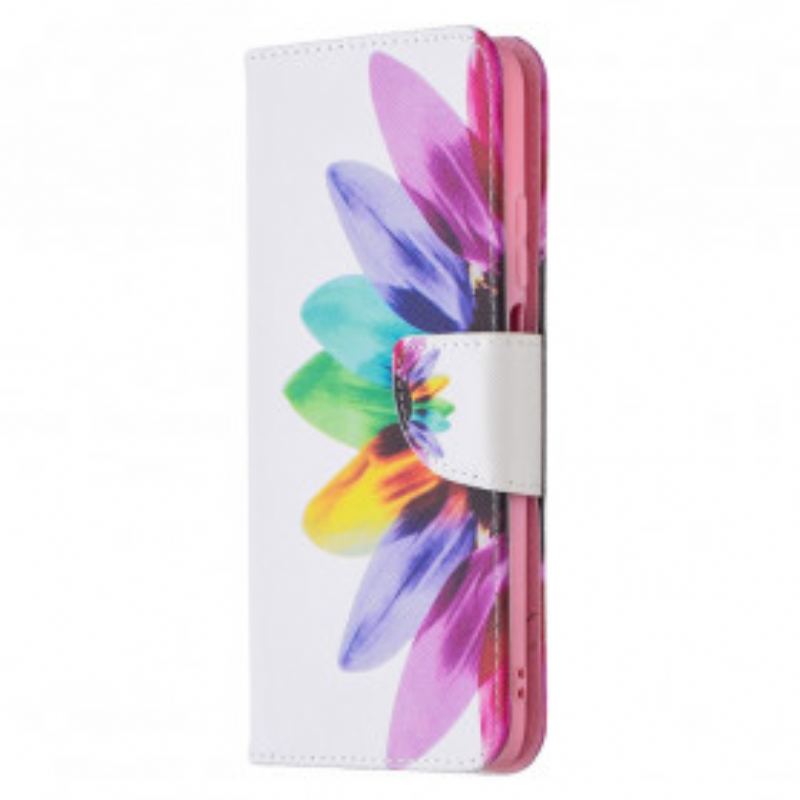 Capa Flip Para Poco M3 Flor Aquarela