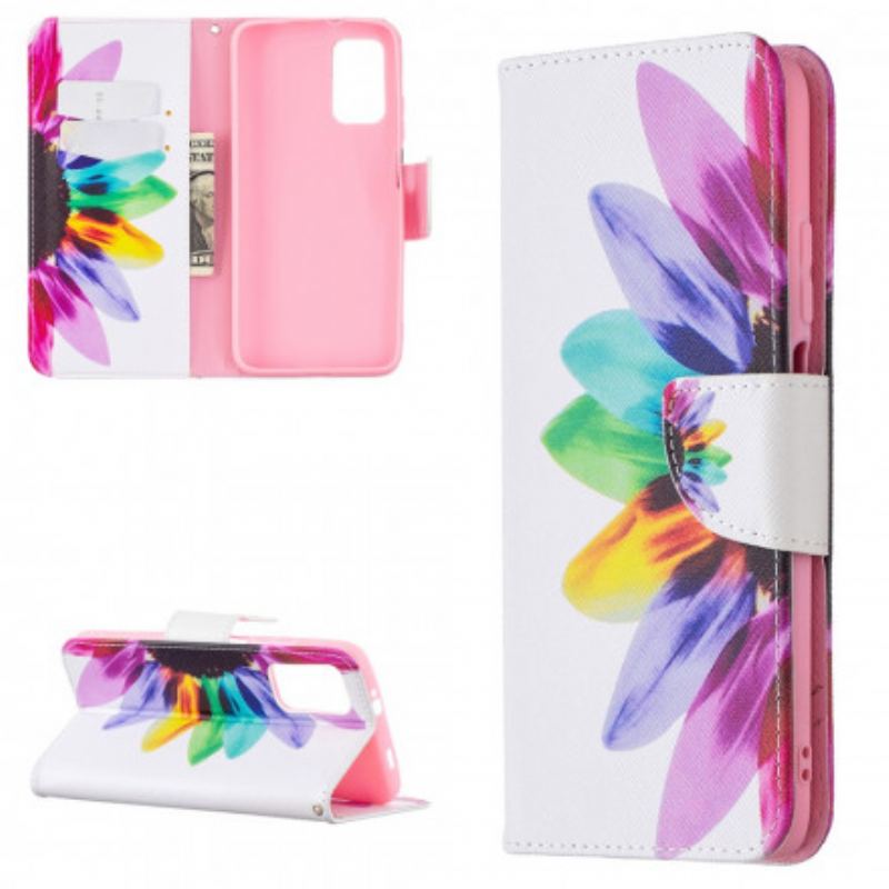 Capa Flip Para Poco M3 Flor Aquarela