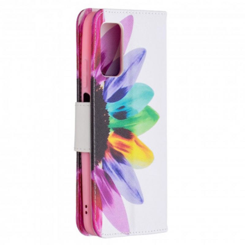 Capa Flip Para Poco M3 Flor Aquarela