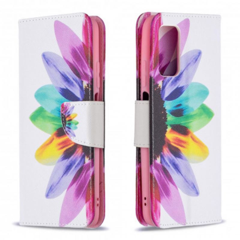 Capa Flip Para Poco M3 Flor Aquarela