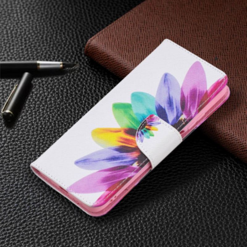 Capa Flip Para Poco M3 Flor Aquarela