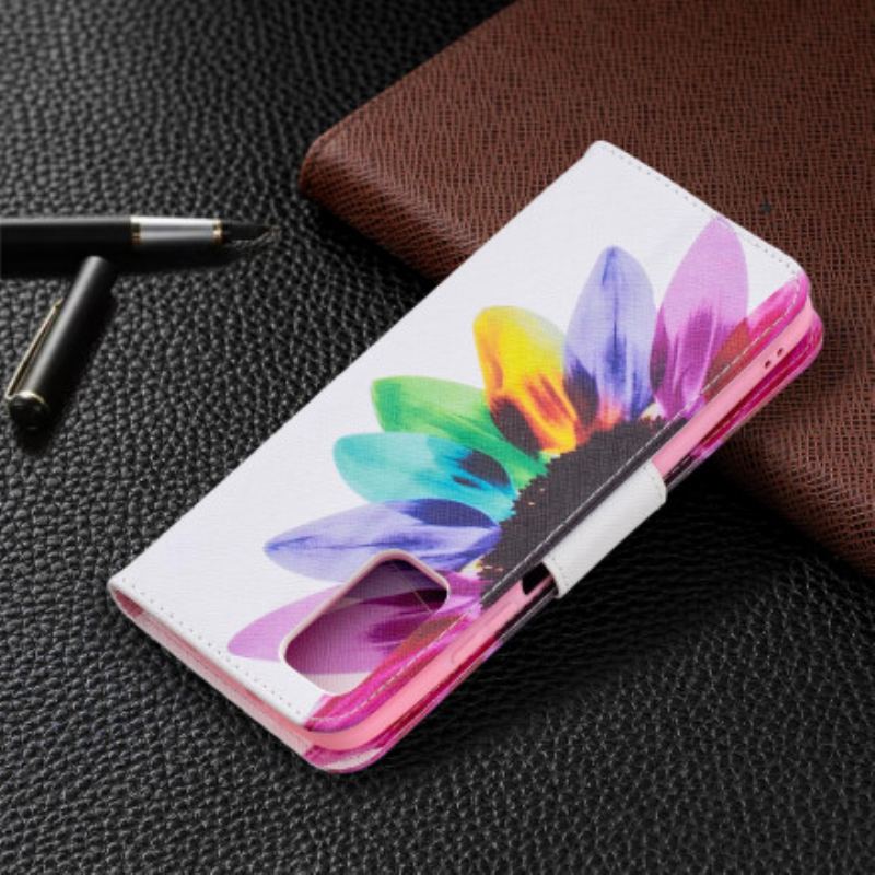 Capa Flip Para Poco M3 Flor Aquarela