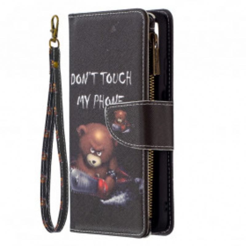 Capa Folio Para Poco M3 Urso De Bolso Com Zíper