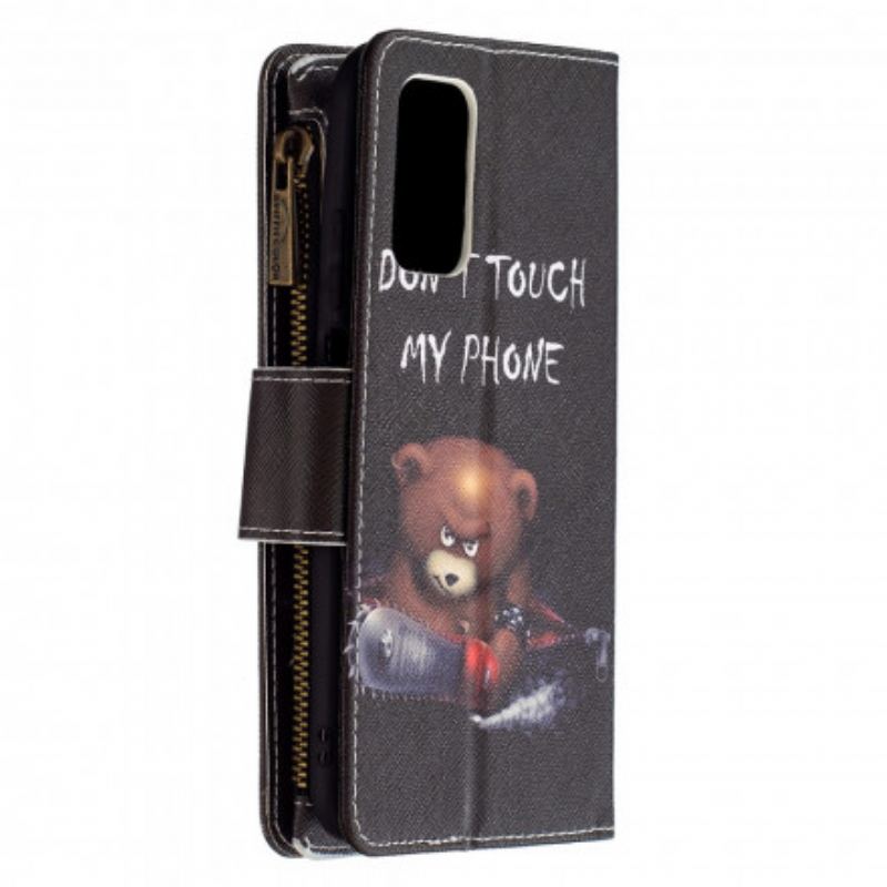 Capa Folio Para Poco M3 Urso De Bolso Com Zíper