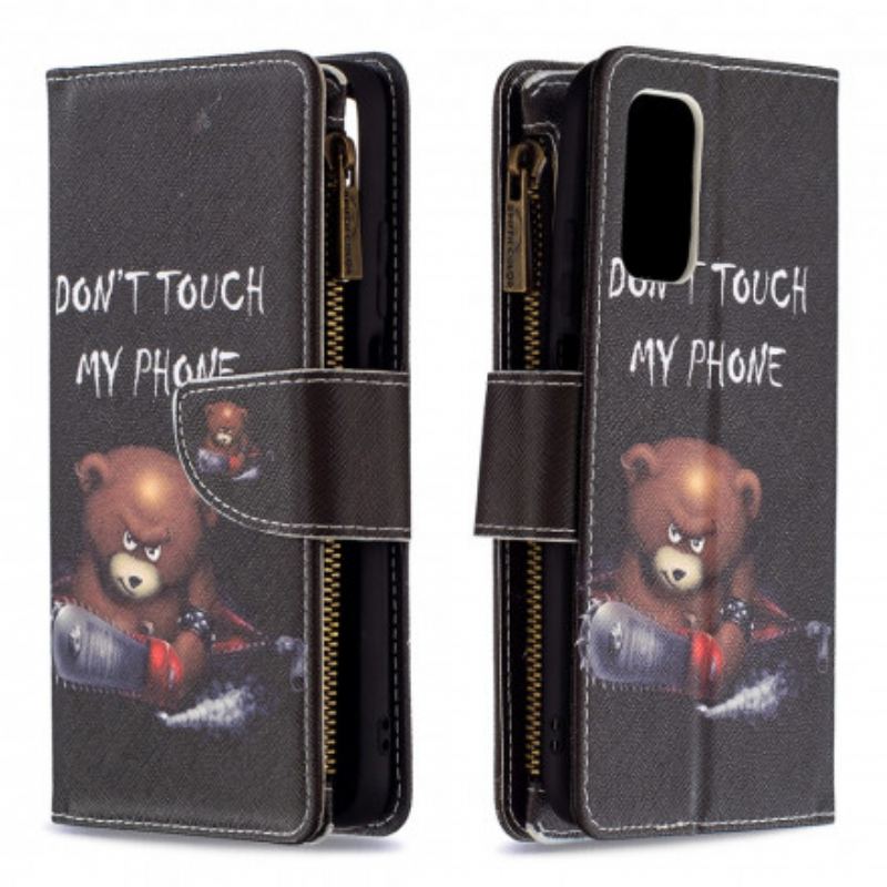 Capa Folio Para Poco M3 Urso De Bolso Com Zíper