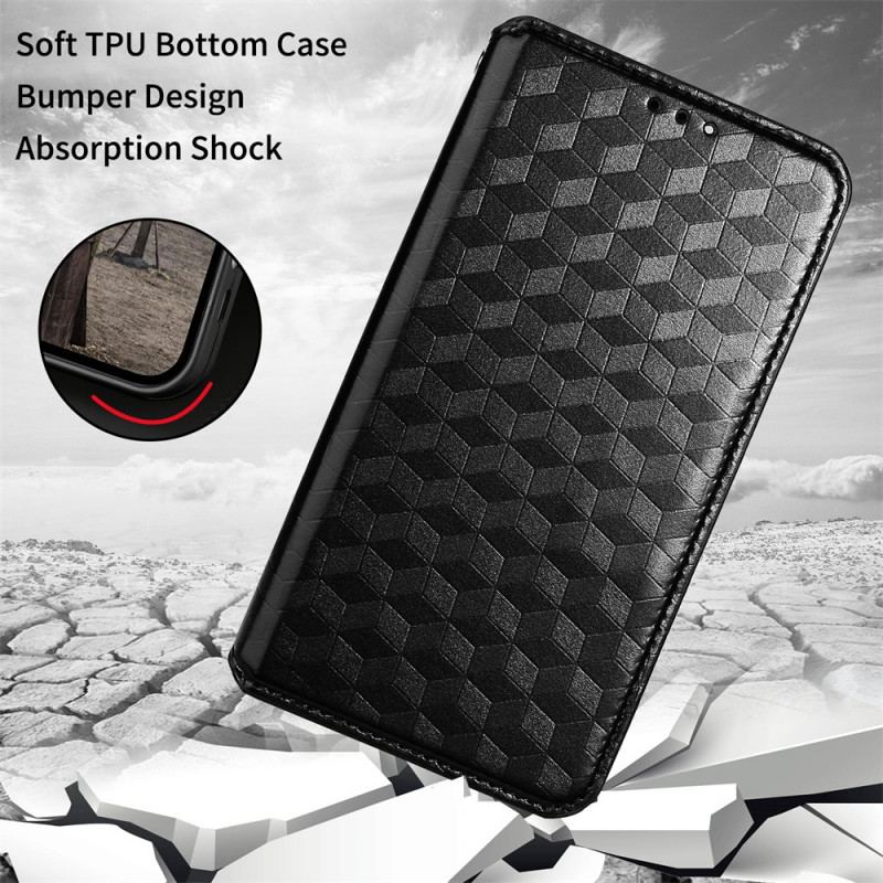 Capa De Celular Para Realme GT2 Pro Flip Efeito Couro Cubo 3d