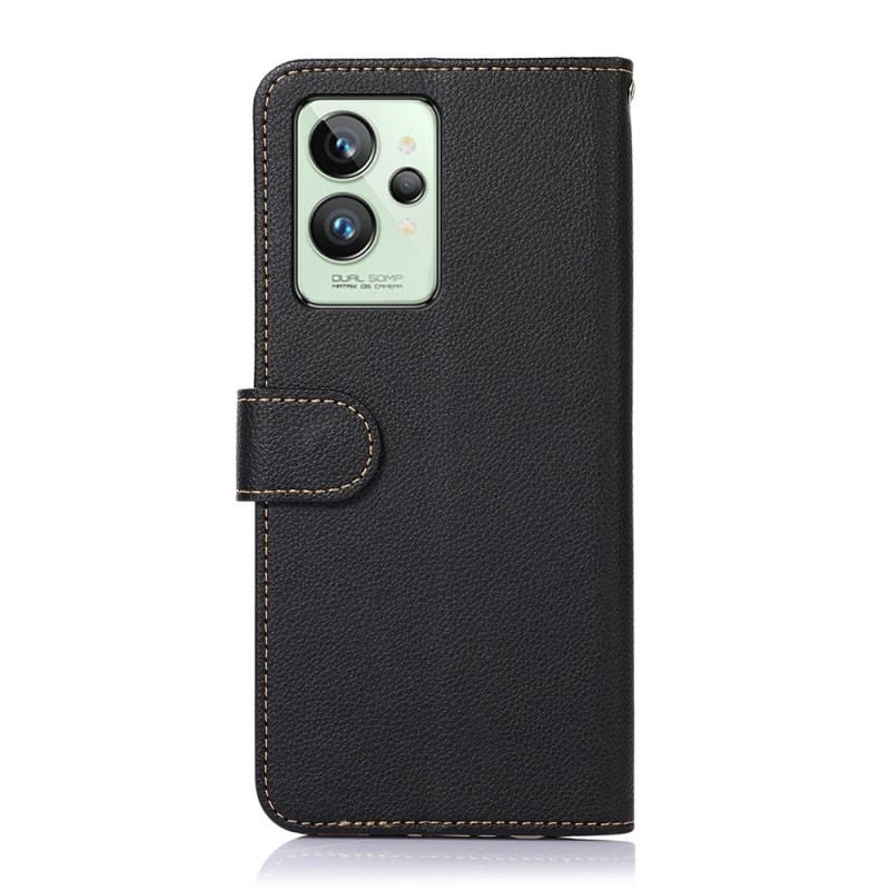 Capa De Couro Para Realme GT2 Pro Estilo Lichia Rfid Khazneh