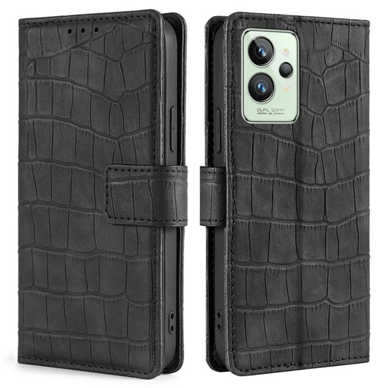 Capa Em Pele Para Realme GT2 Pro Efeito Pele De Crocodilo