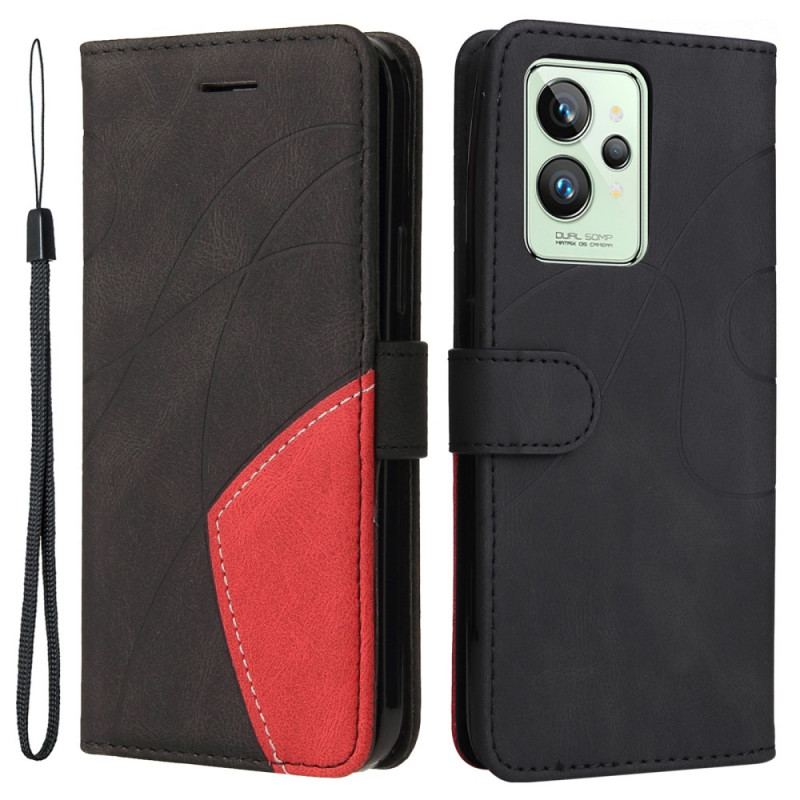 Capa Flip Para Realme GT2 Pro De Cordão Correia De Dois Tons