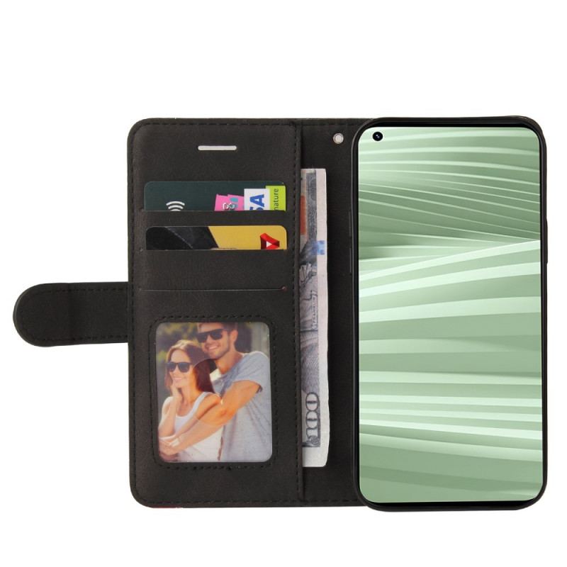 Capa Flip Para Realme GT2 Pro De Cordão Correia De Dois Tons