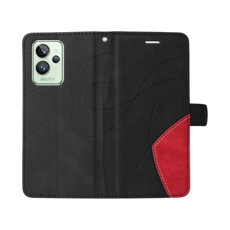 Capa Flip Para Realme GT2 Pro De Cordão Correia De Dois Tons