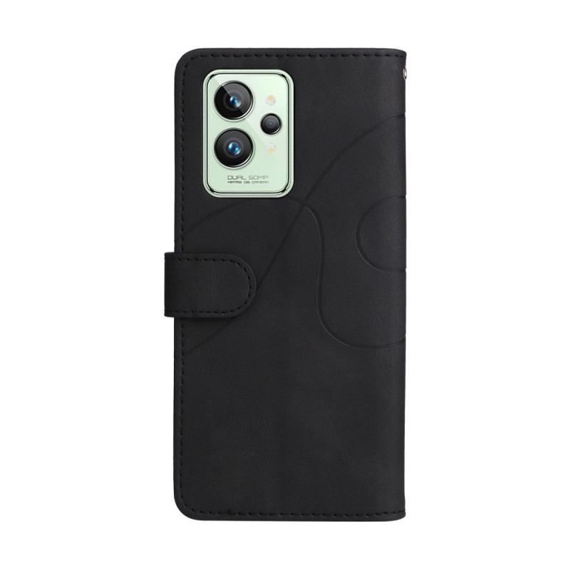 Capa Flip Para Realme GT2 Pro De Cordão Correia De Dois Tons