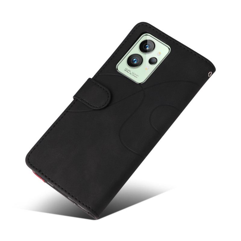 Capa Flip Para Realme GT2 Pro De Cordão Correia De Dois Tons