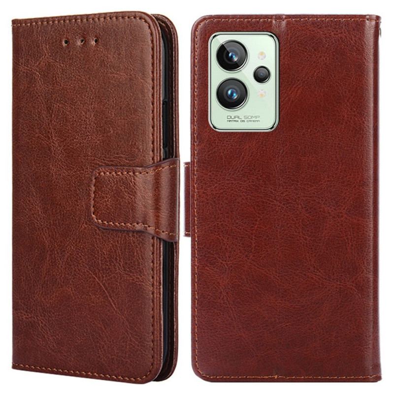 Capa Flip Para Realme GT2 Pro Couro Falso Vintage