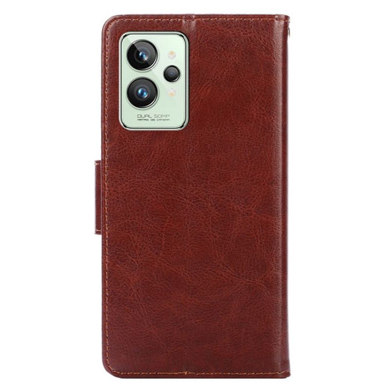 Capa Flip Para Realme GT2 Pro Couro Falso Vintage