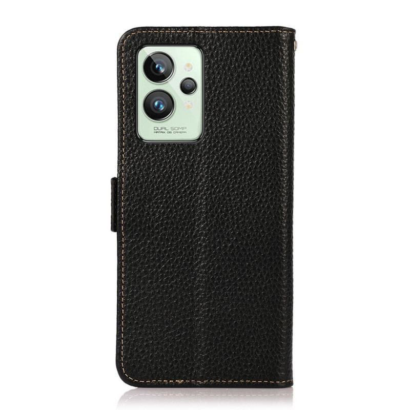 Capa Flip Para Realme GT2 Pro Couro De Lichia Khazneh Rfid