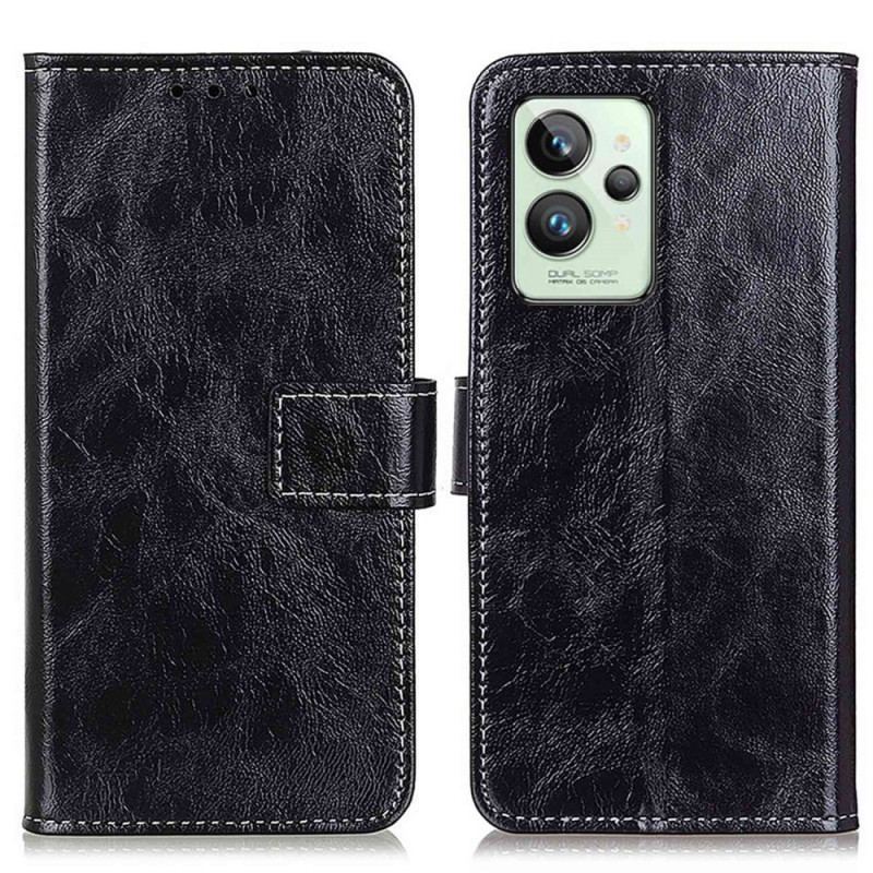 Capa Flip Para Realme GT2 Pro Envernizado Com Costuras