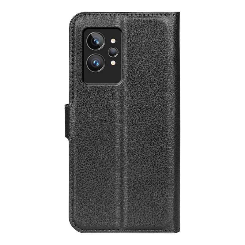 Capa Folio Para Realme GT2 Pro Couro Sintético De Lichia Clássico