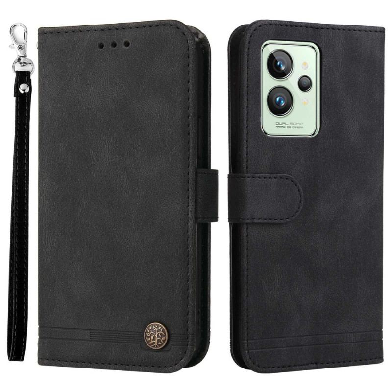 Capa Folio Para Realme GT2 Pro Estilo De Couro Com Rebite Decorativo