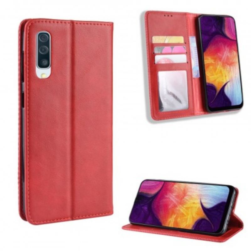 Capa De Celular Para Samsung Galaxy A50 Flip Efeito Couro Vintage Estilizado