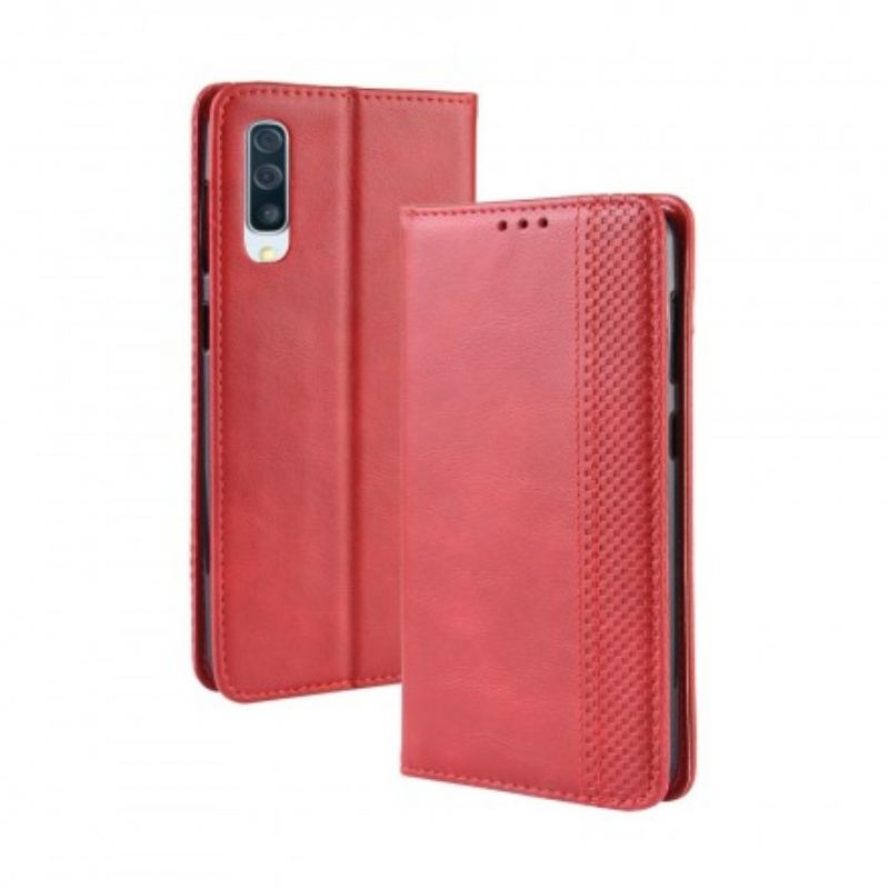 Capa De Celular Para Samsung Galaxy A50 Flip Efeito Couro Vintage Estilizado