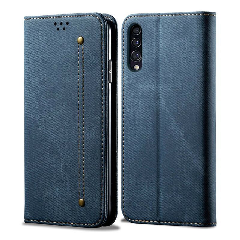 Capa De Celular Para Samsung Galaxy A50 Flip Tecido Jeans