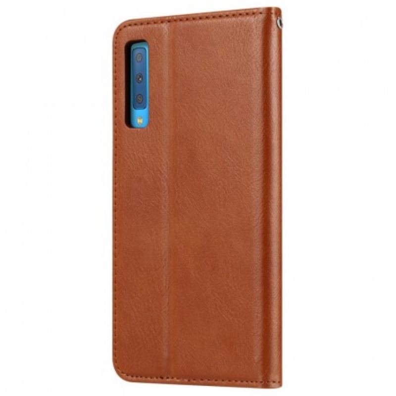 Capa De Celular Para Samsung Galaxy A50 Flip Titular De Cartão De Couro Sintético