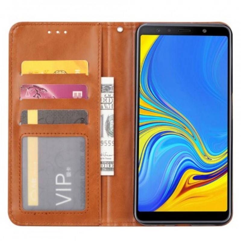 Capa De Celular Para Samsung Galaxy A50 Flip Titular De Cartão De Couro Sintético