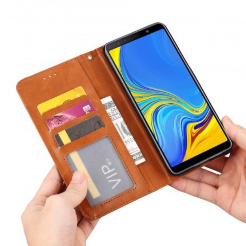 Capa De Celular Para Samsung Galaxy A50 Flip Titular De Cartão De Couro Sintético