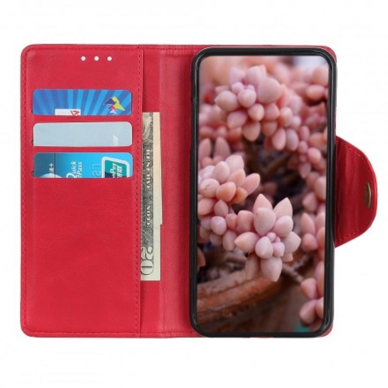 Capa De Couro Para Samsung Galaxy A50 Botão Vintage De Couro Falso