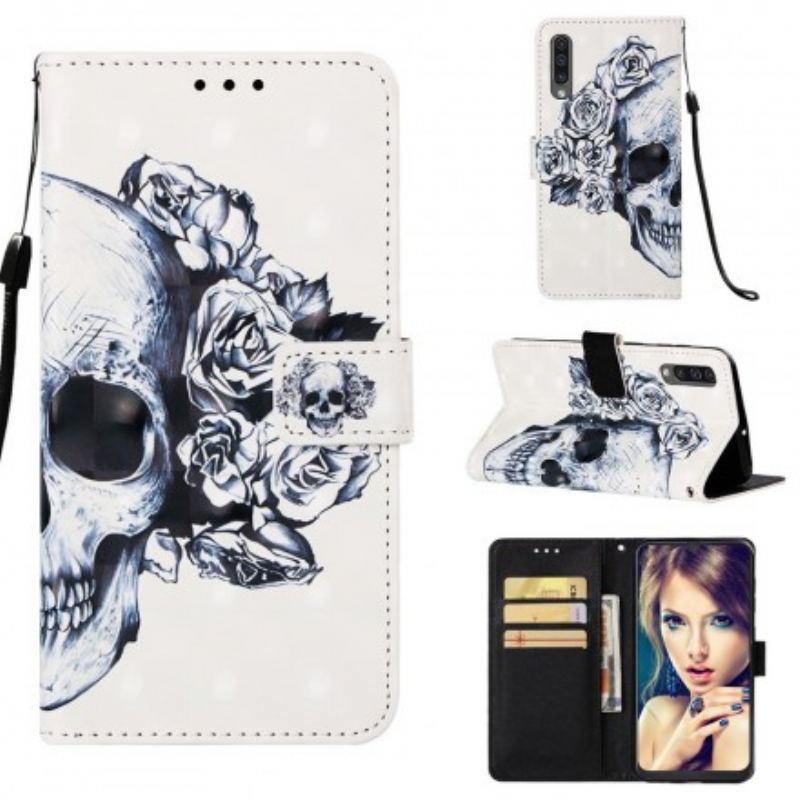 Capa De Couro Para Samsung Galaxy A50 Caveira Florida