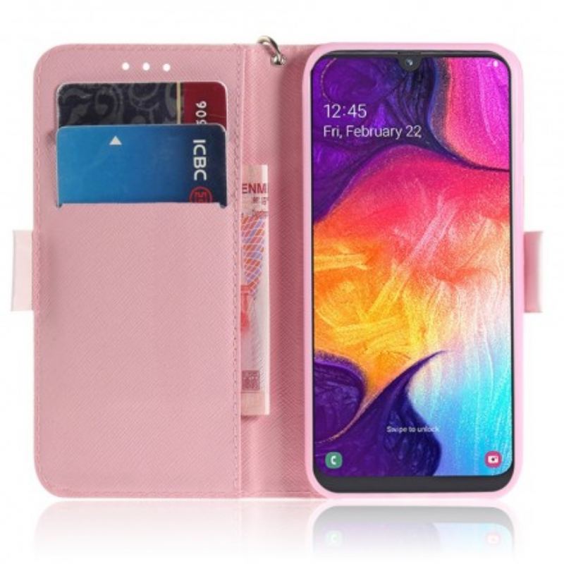 Capa De Couro Para Samsung Galaxy A50 De Cordão Hamsters Tanga