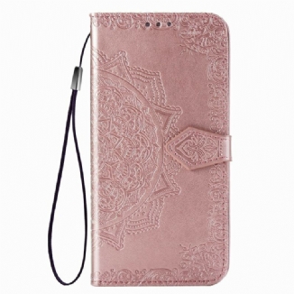 Capa De Couro Para Samsung Galaxy A50 Mandala Idade Média