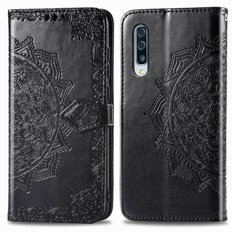 Capa De Couro Para Samsung Galaxy A50 Mandala Idade Média