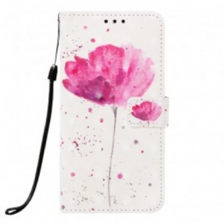 Capa Capa De Couro Para Samsung Galaxy A50 Papoula Aquarela