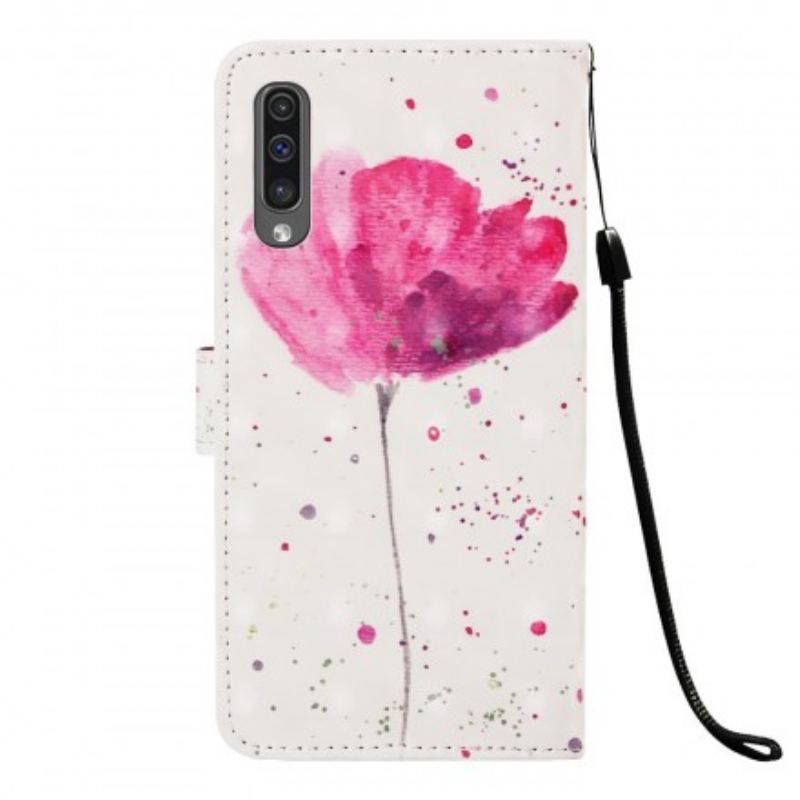 Capa Capa De Couro Para Samsung Galaxy A50 Papoula Aquarela