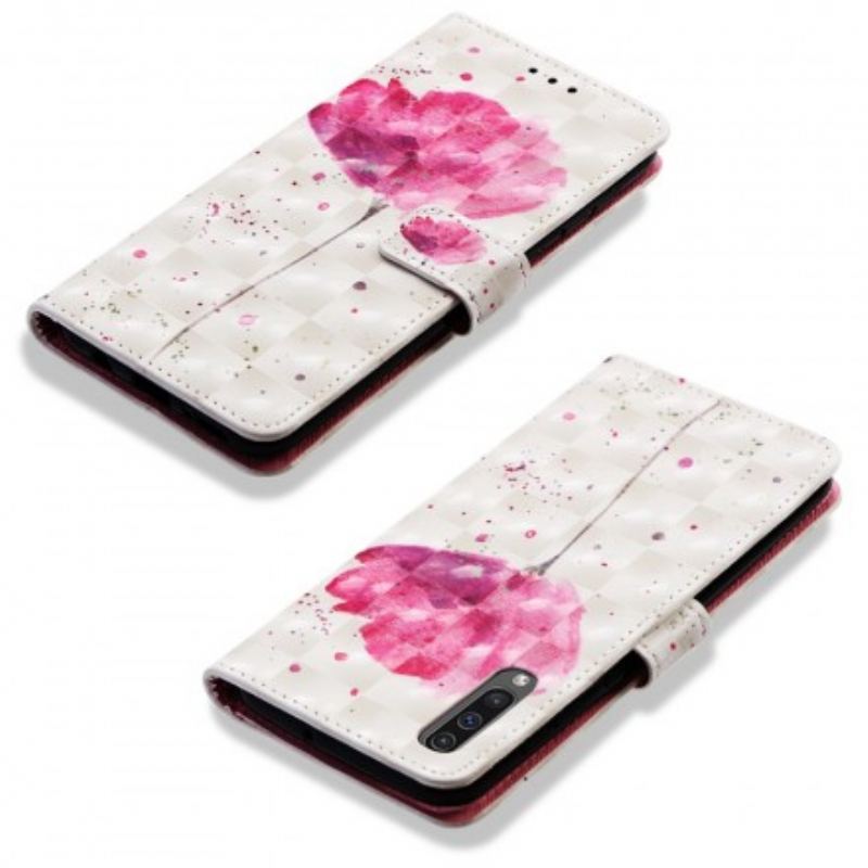 Capa Capa De Couro Para Samsung Galaxy A50 Papoula Aquarela