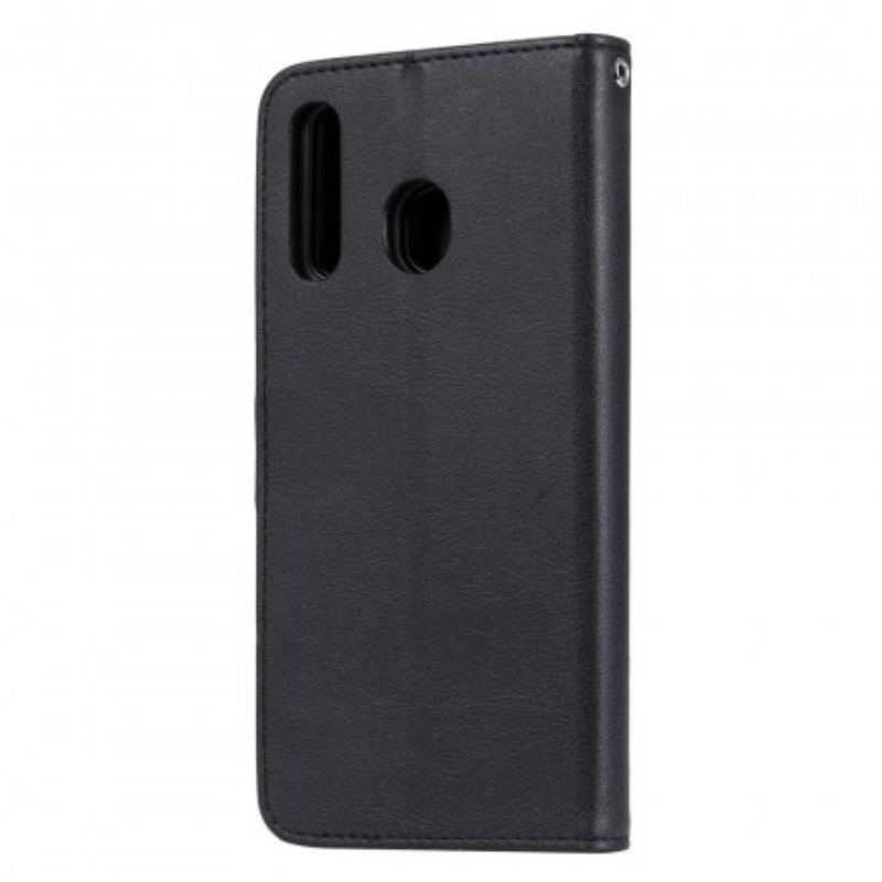 Capa Em Pele Para Samsung Galaxy A50 De Cordão Efeito De Couro Com Tiras