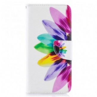 Capa Em Pele Para Samsung Galaxy A50 Flor Aquarela