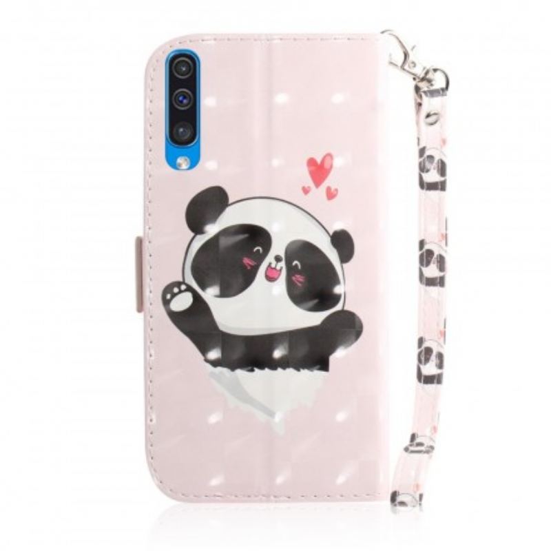 Capa Flip Para Samsung Galaxy A50 De Cordão Panda Love Com Cordão