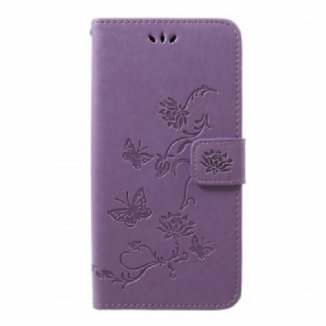 Capa Flip Para Samsung Galaxy A50 De Cordão Pulseira Borboletas E Flores