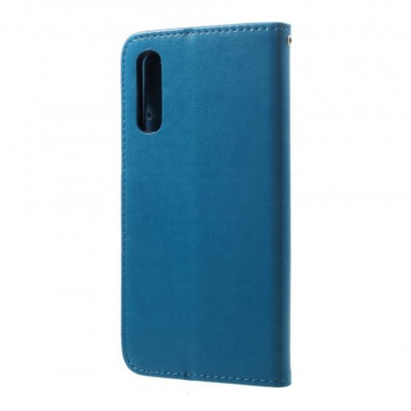 Capa Flip Para Samsung Galaxy A50 De Cordão Pulseira Borboletas E Flores