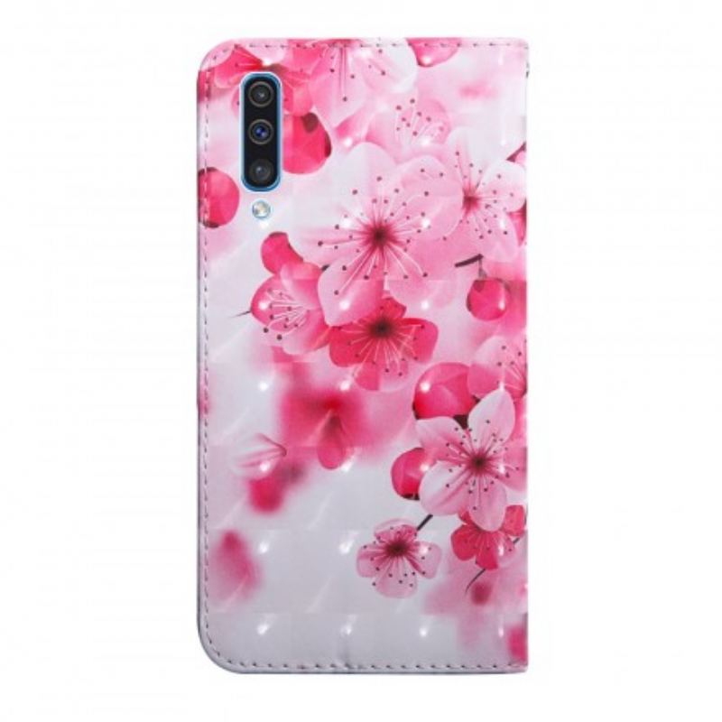 Capa Flip Para Samsung Galaxy A50 Flores Cor De Rosa