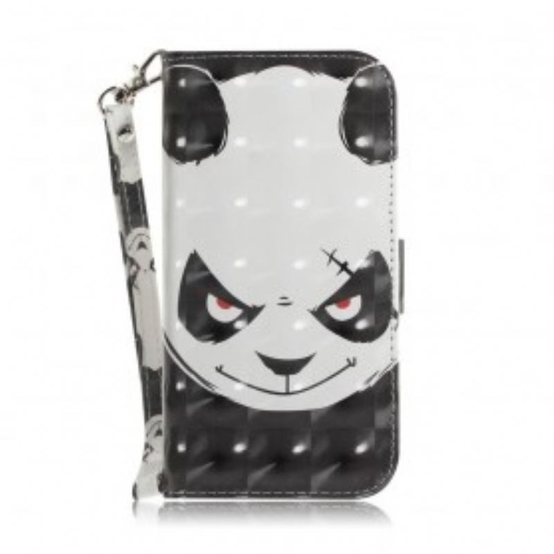 Capa Folio Para Samsung Galaxy A50 De Cordão Panda Irritado Com Cordão